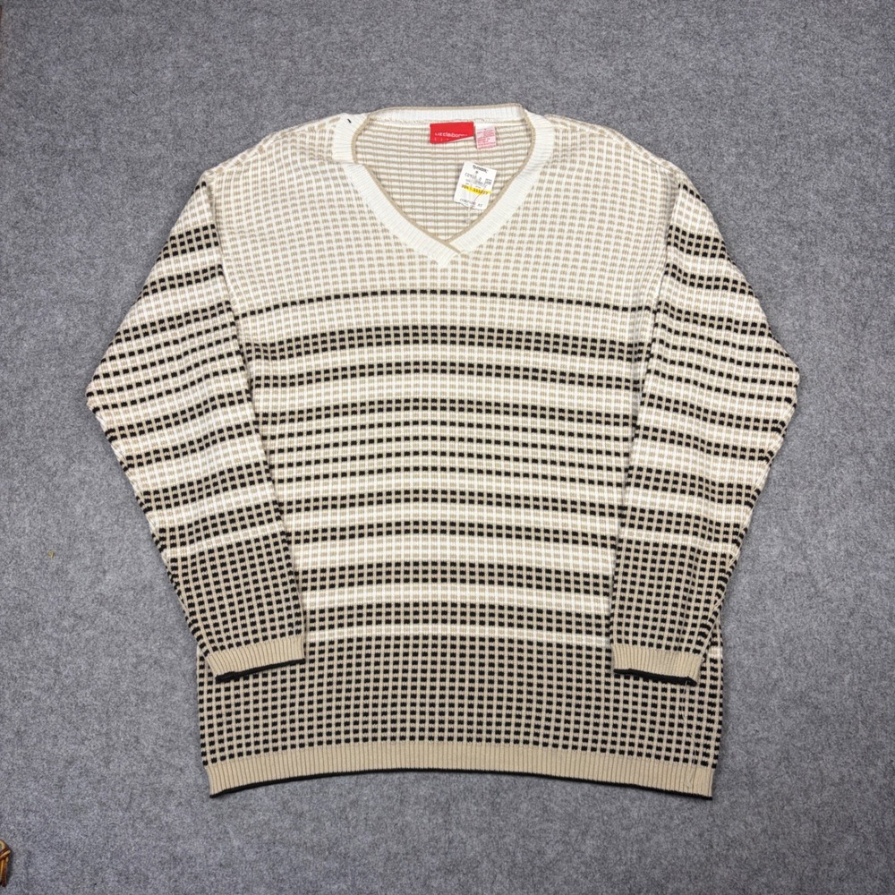 Liz Claiborne Liz Sport V-Neck Sweater Mens Small Striped Cotton Knit Australia